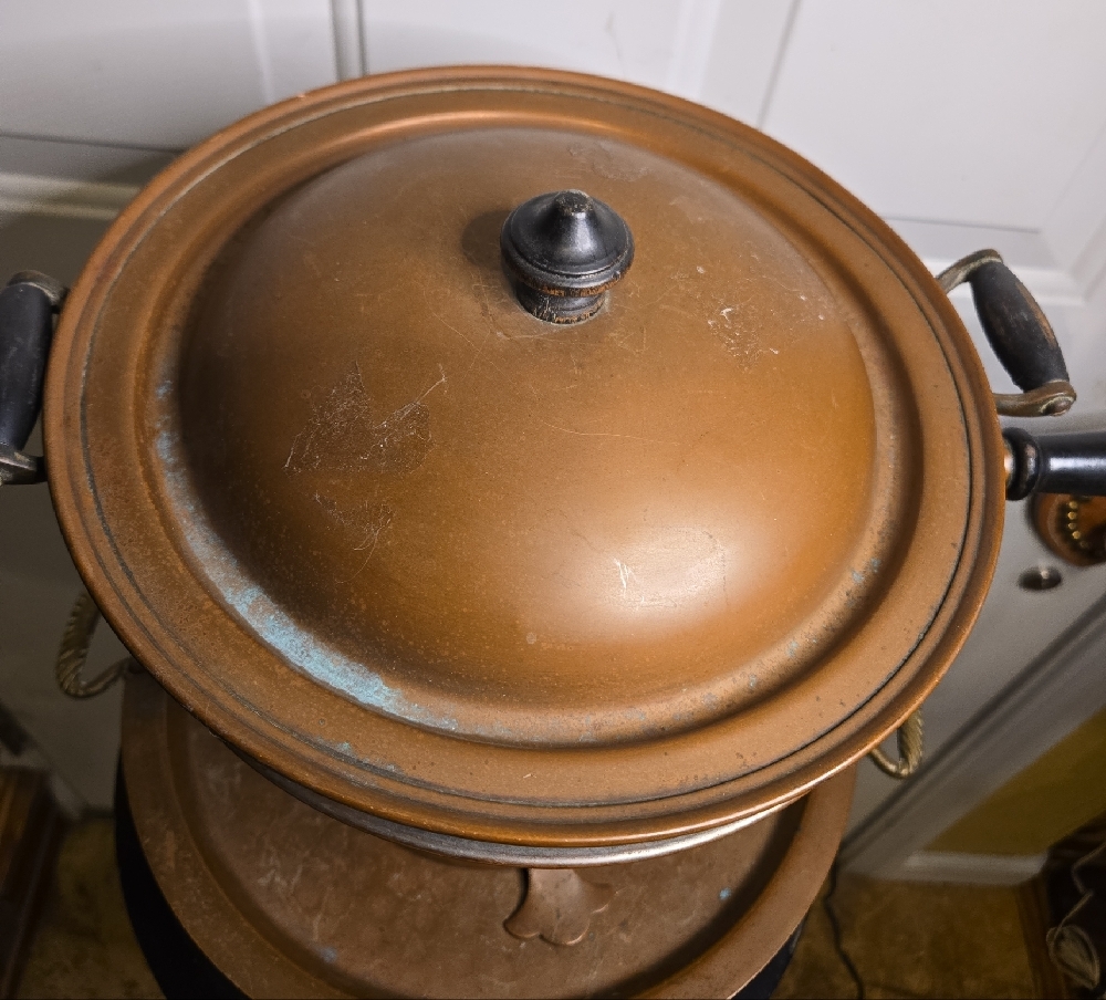 Joseph Heinrichs Paris New York Pure Copper Chafing Dish with Lid And Platter - Picture 2 of 16